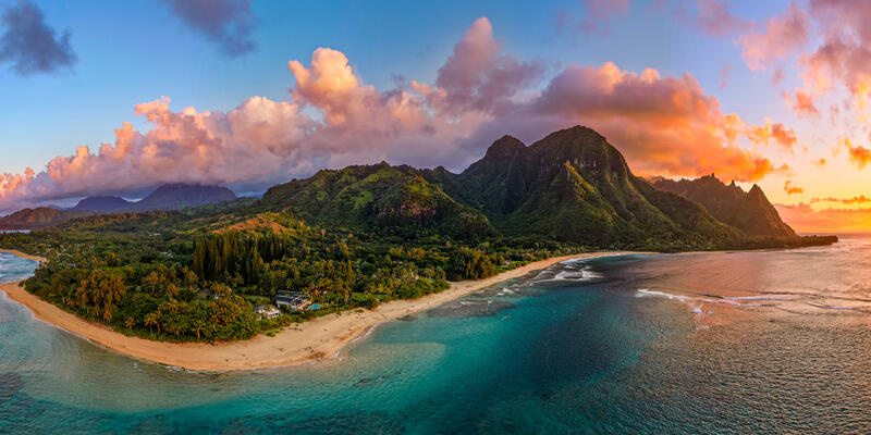 Tunnels Beach Panoramic Wall Art Prints for Sale,Kauai
