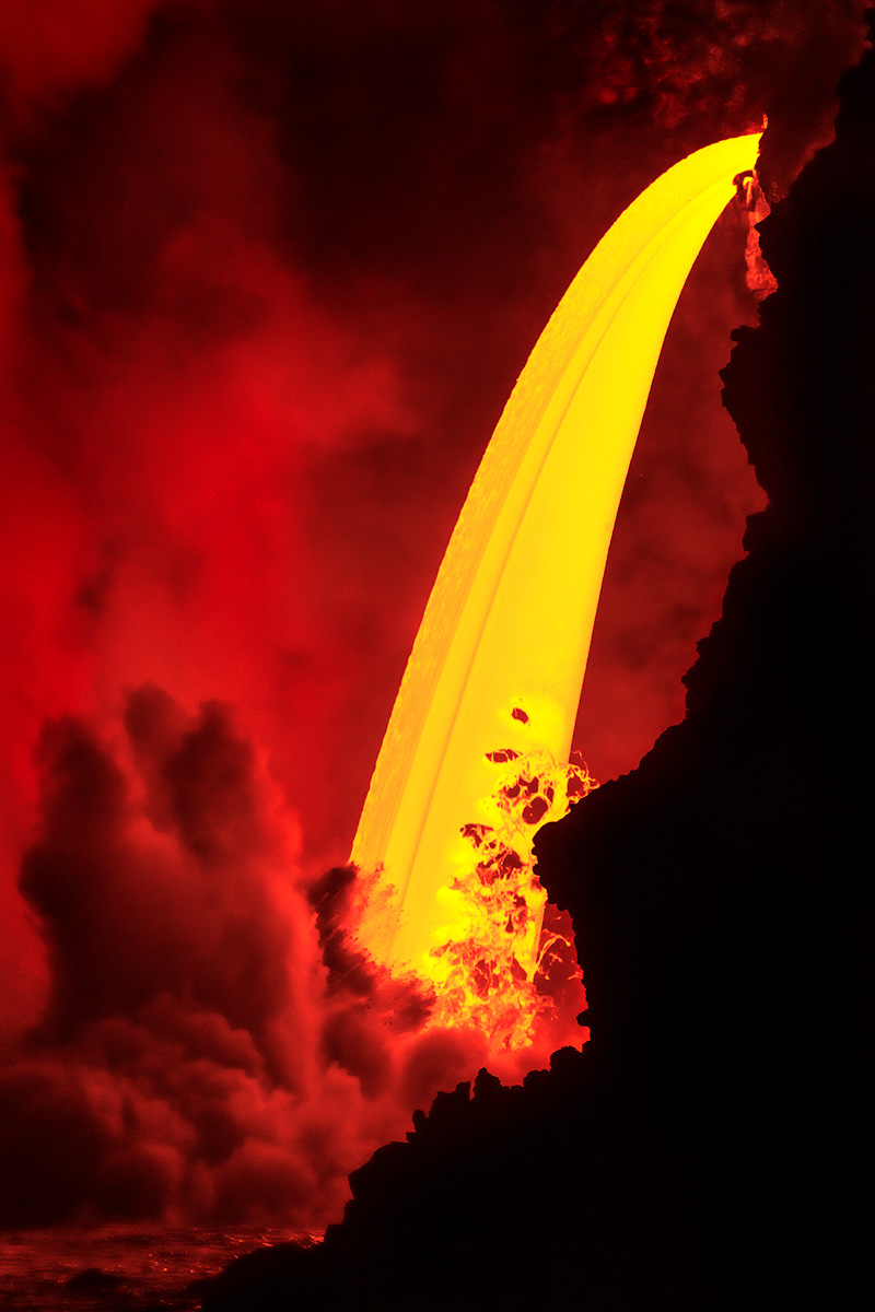 Just a couple of days after a sea cliff collapsed and cut off a dramatic stream of lava in Hawaii, the so-called “fire hose...